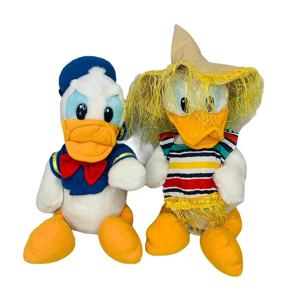 Vintage Lot of 2 Disneyland Walt Disney World Plush Donald Duck Mexican Costume